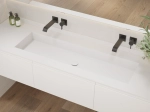 Plan vasque à encastrer, bassin double 90 cm, sur mesure, Largeur 100 à 200 cm x Profondeur 40 à 60 cm, résine minérale ACRYSTONE®, Finition lisse, Livraison Offerte et Rapide.